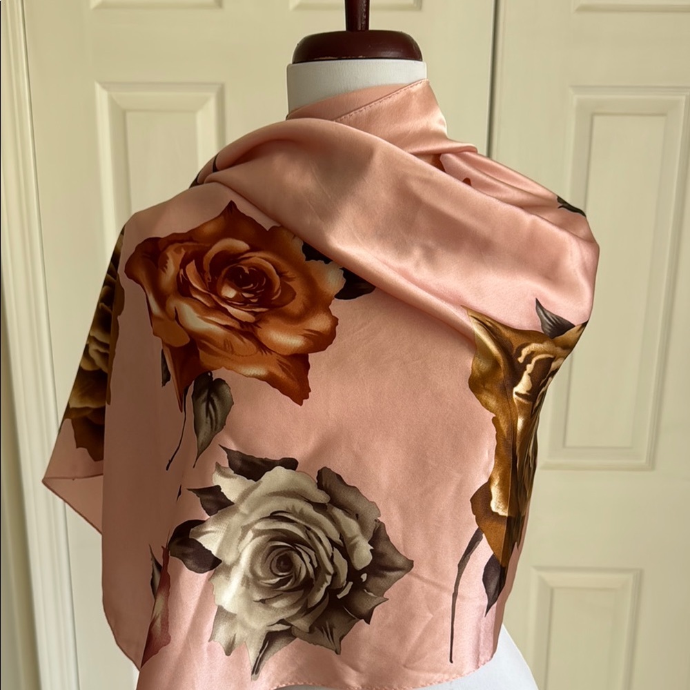 Silk Echo Pink Floral Scarf
